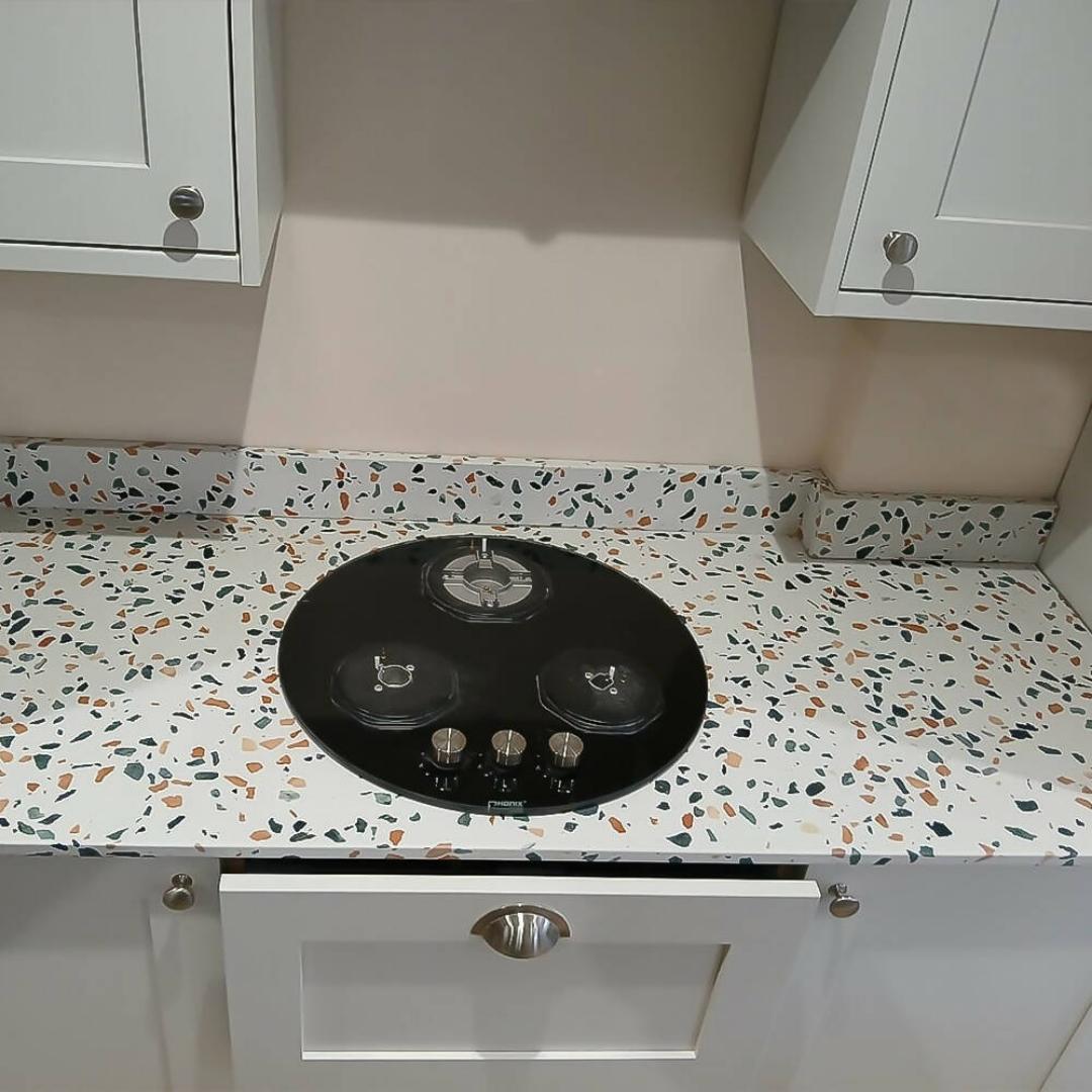 GLOSSY/SHINY Terrazzo ORANGE Finish Peel And Stick Self Adhesive Waterproof Wallpaper Contact Paper Marble Contact Paper