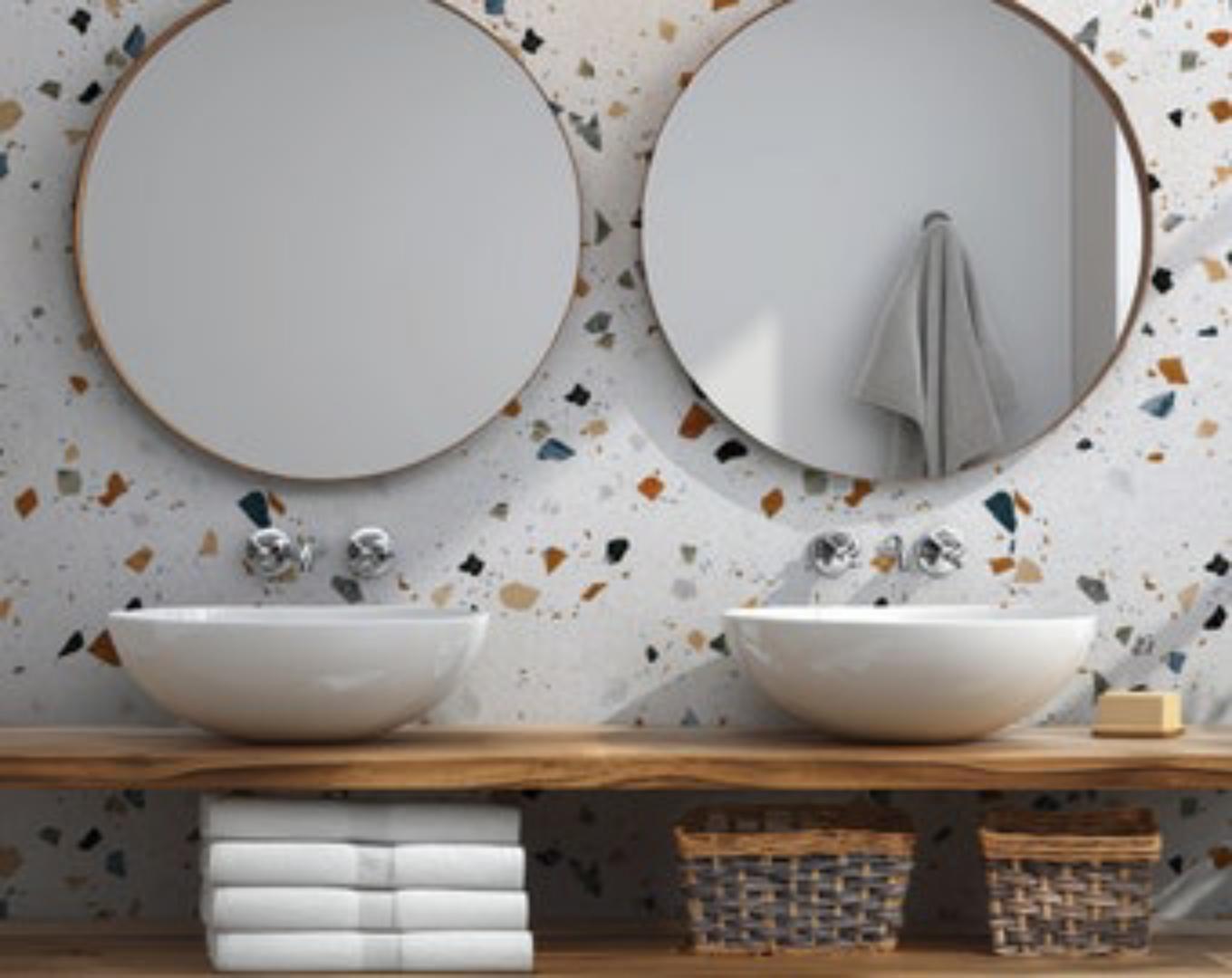 GLOSSY/SHINY Terrazzo ORANGE Finish Peel And Stick Self Adhesive Waterproof Wallpaper Contact Paper Marble Contact Paper