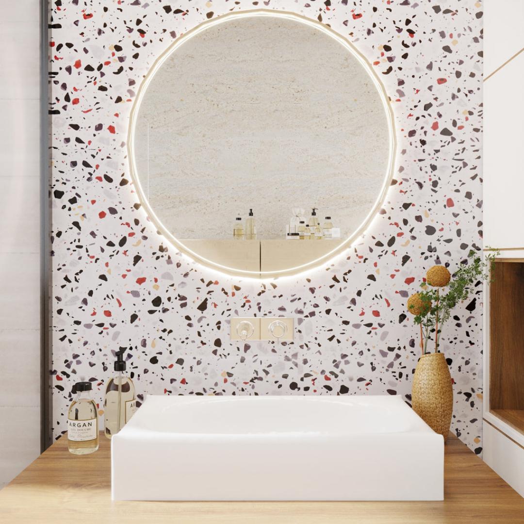 GLOSSY/SHINY Terrazzo ORANGE Finish Peel And Stick Self Adhesive Waterproof Wallpaper Contact Paper Marble Contact Paper
