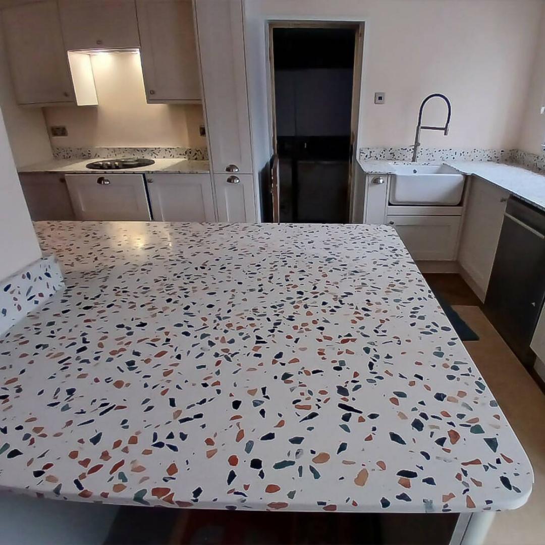 GLOSSY/SHINY Terrazzo ORANGE Finish Peel And Stick Self Adhesive Waterproof Wallpaper Contact Paper Marble Contact Paper