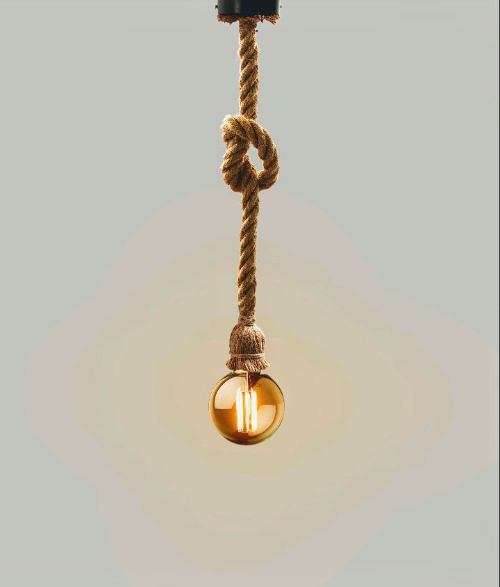 Sisal Hemp Rope Single Bulb Pendant Light Chandelier Light Fixture With Large Round Filament Bulb Edison Bulb