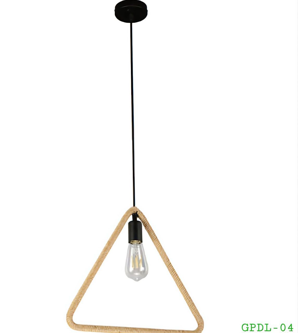One Bulb Triangular Sisal Hemp Rope Single Pendant Light Chandelier With Edison Filament LED Bulb