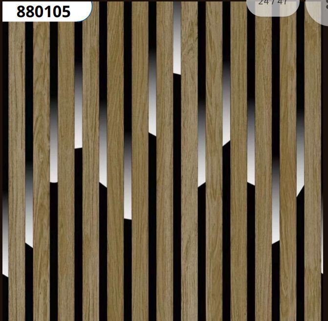 3D Brown Wood Fluted Wall Panel Light Strips Effect Wallpaper 880105