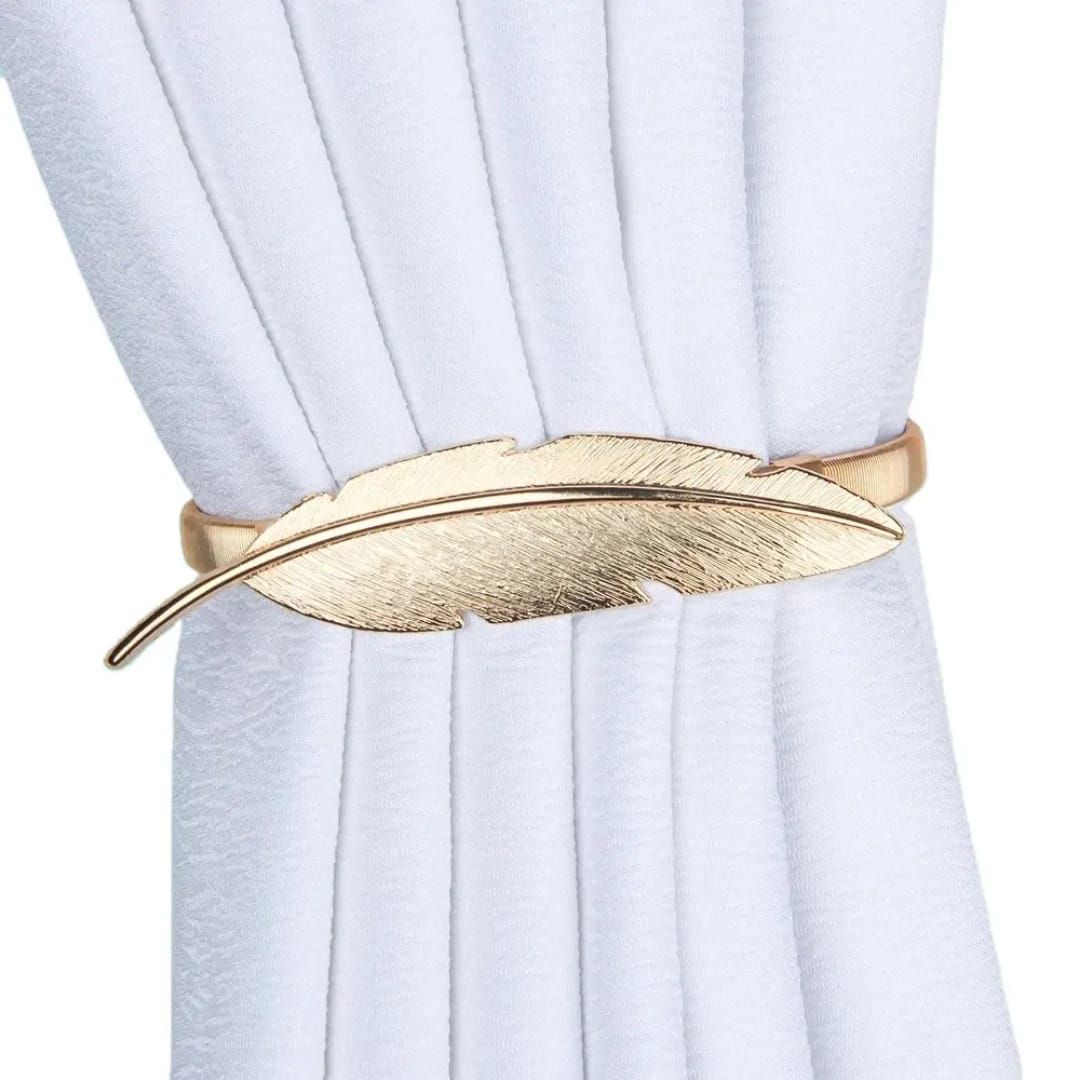 Gold Metallic Feather Curtain Tiebacks Curtain Holders