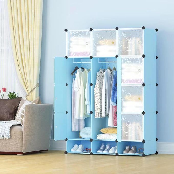 Quality TC Portable 3-Column Plastic Wardrobes-blue