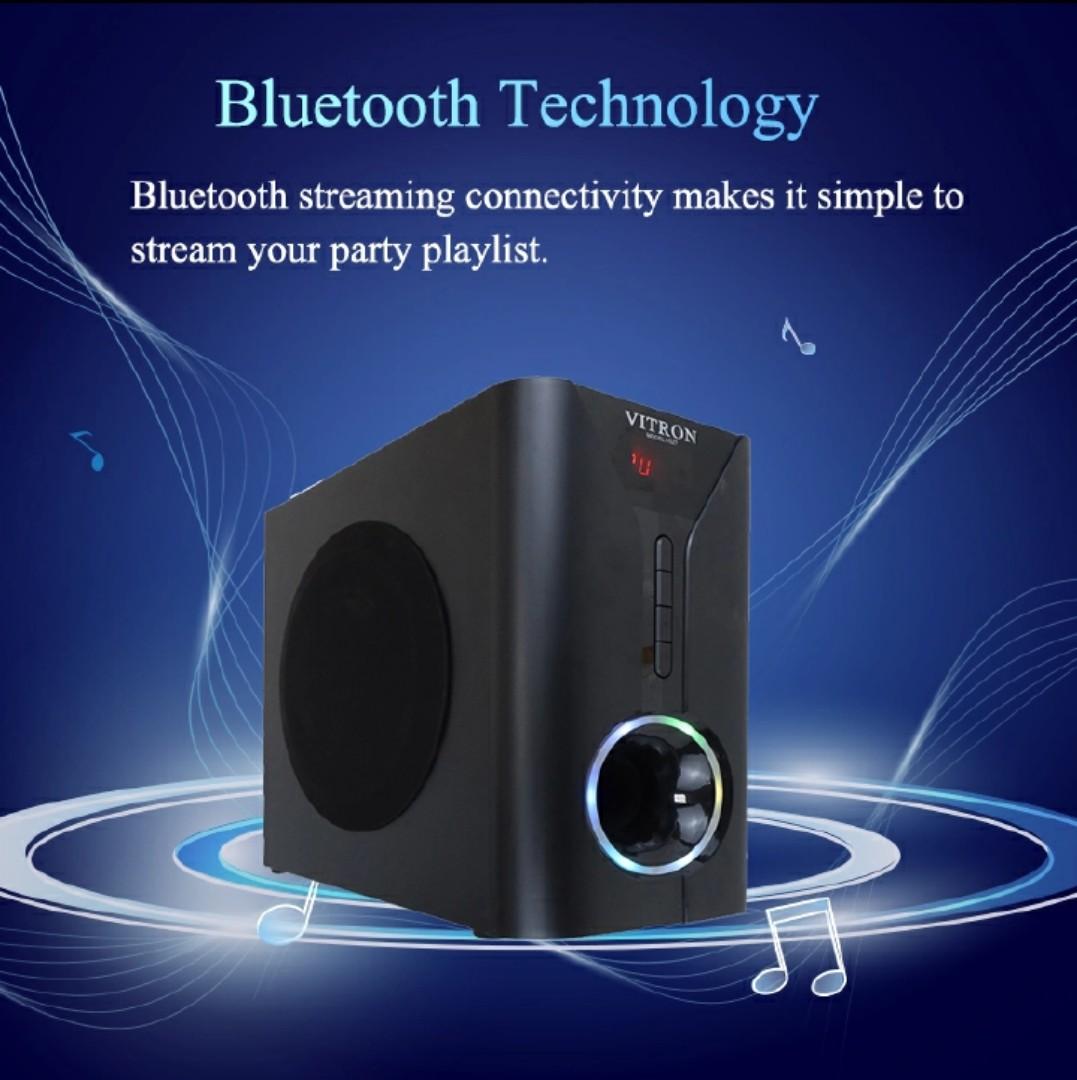 Vitron 2.1CH Multimedia Bluetooth Woofer Speaker System V527 Subwoofer Soundbar BT/USB/SD/FM Subwoofer Home Audilo System Soundbar with Remote Control 9000W V527