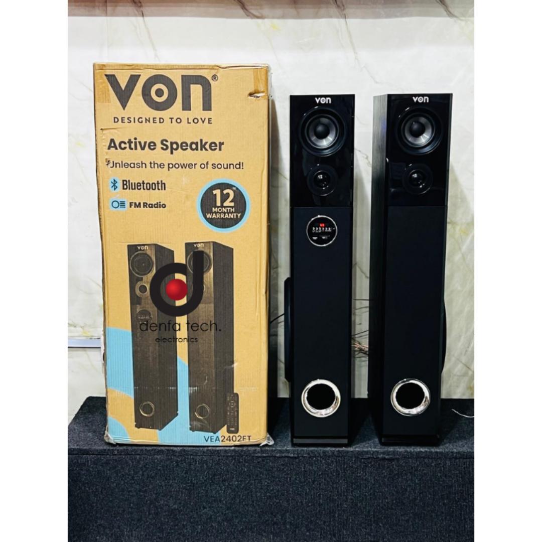 Von HA24020BT/VEA2402ET 2.0 Active Speakers, Tall boy Subwoofer, Bluetooth - 240W
