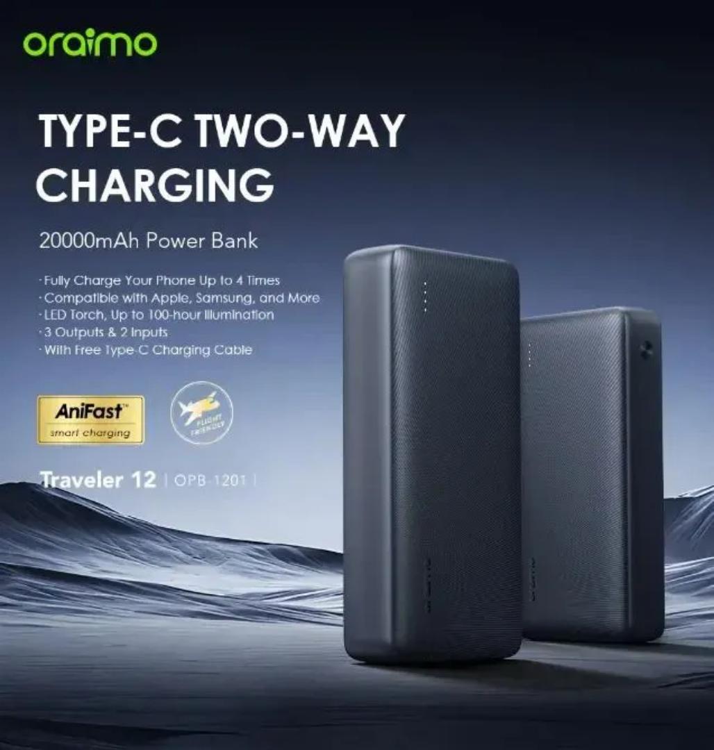 Oraimo Traveller Power Bank 30000mAh 20000mAh 10000mAh 12W Smart Fast Charging Slim Portable Power Bank type C in/out Charging universal Compatibility Powerbank with overcharge protection