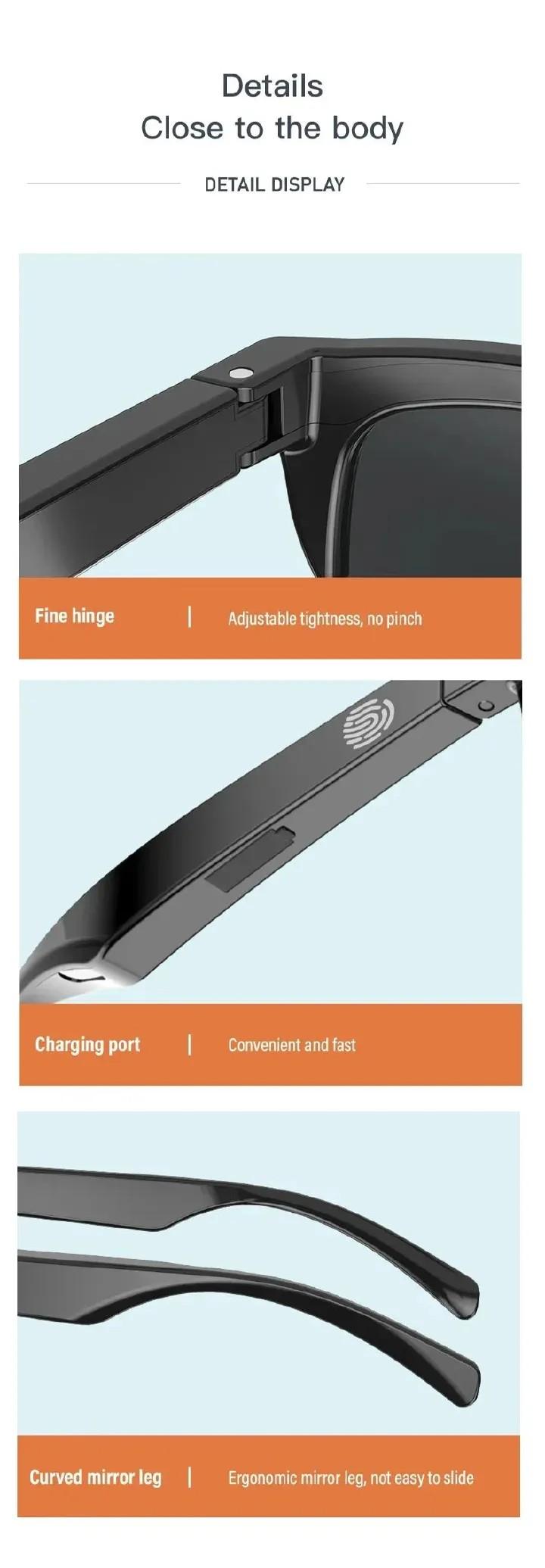 Smart Bluetooth V5.3 Sunglasses Glasses Call Outdoor Sports Headphones HIFI Black Technology Anti-touch UV For Men And Women