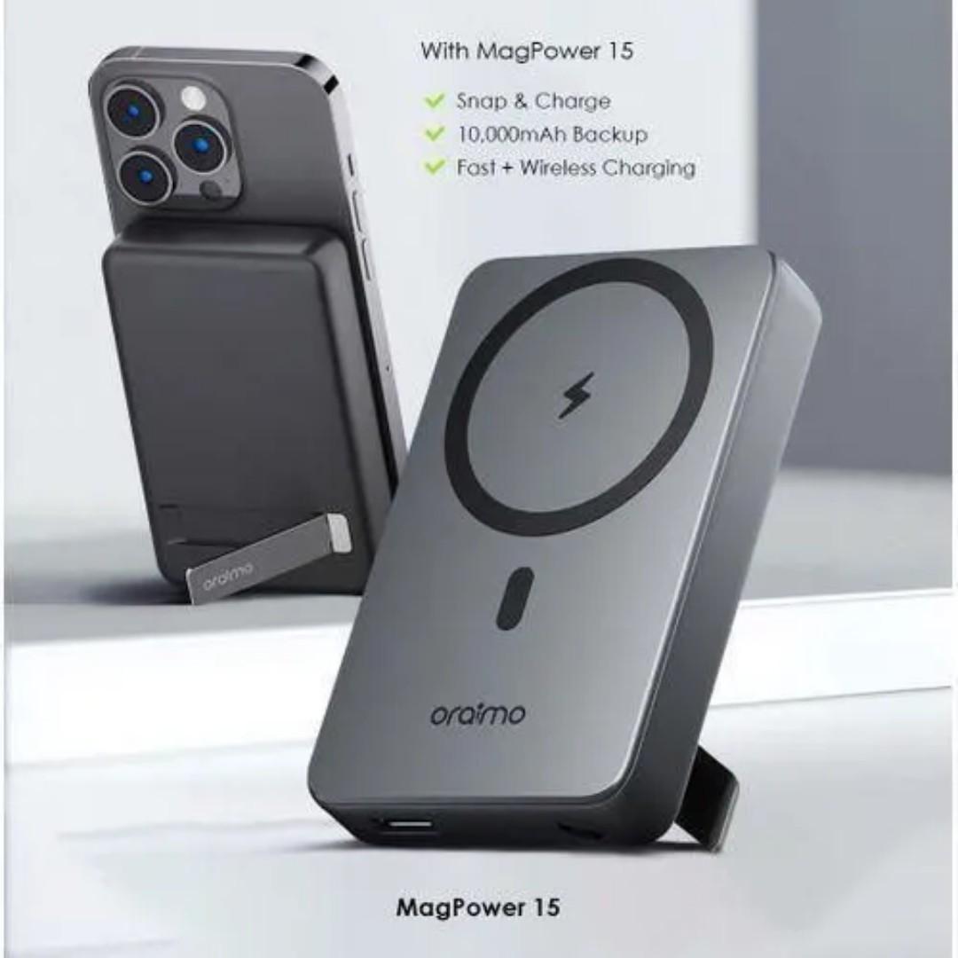 Oraimo MagPower 15 Magnetic Wireless Power Bank 10000mAh | 15W Fast Charging MagSafe Compatible Portable Charger with USB-C PD, Strong Magnetic Alignment for iPhone & Android