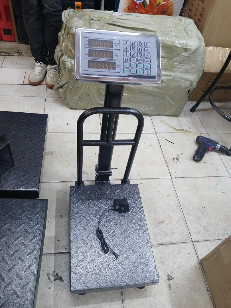 150Kgs Digital platform scale Digital Scale with Removable Guardrail Industrial Platform Scale with Accurate LB/KG High-Definition Displa Foldable for Weighing Luggage Package