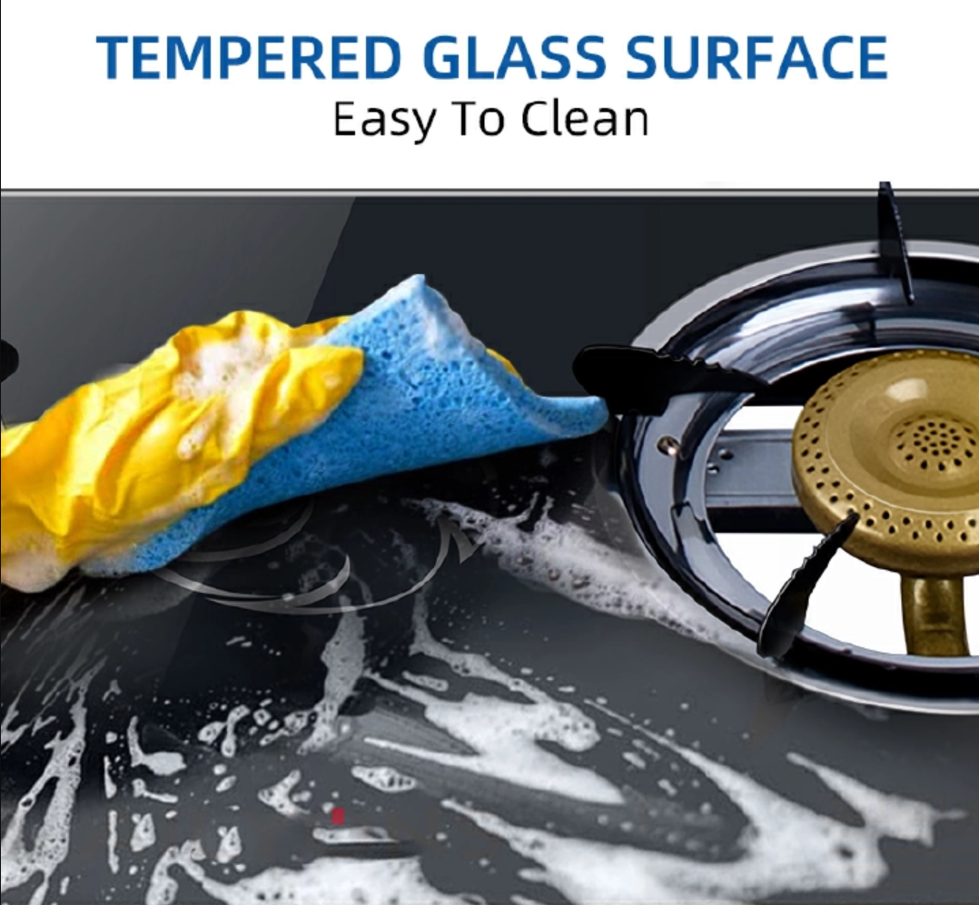 LYONS GS014-4/GK-021 Glass Top Infrared Double Burner Gas stove Super Infrared Heater Saving Gas cooker Black