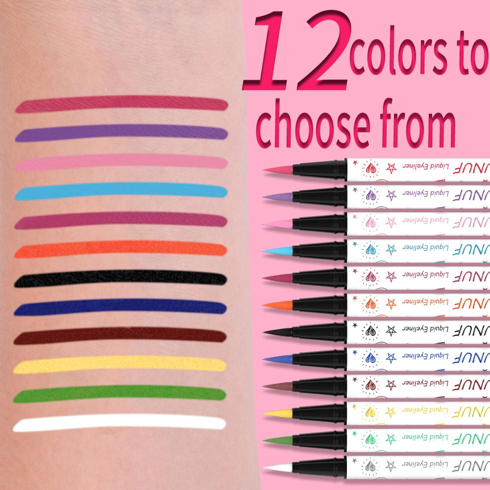 6pcs Long-lasting Waterproof Liquid Eyeliner, Sweat Resistant, No Smudging, Quick Drying, Easy to Apply Makeup