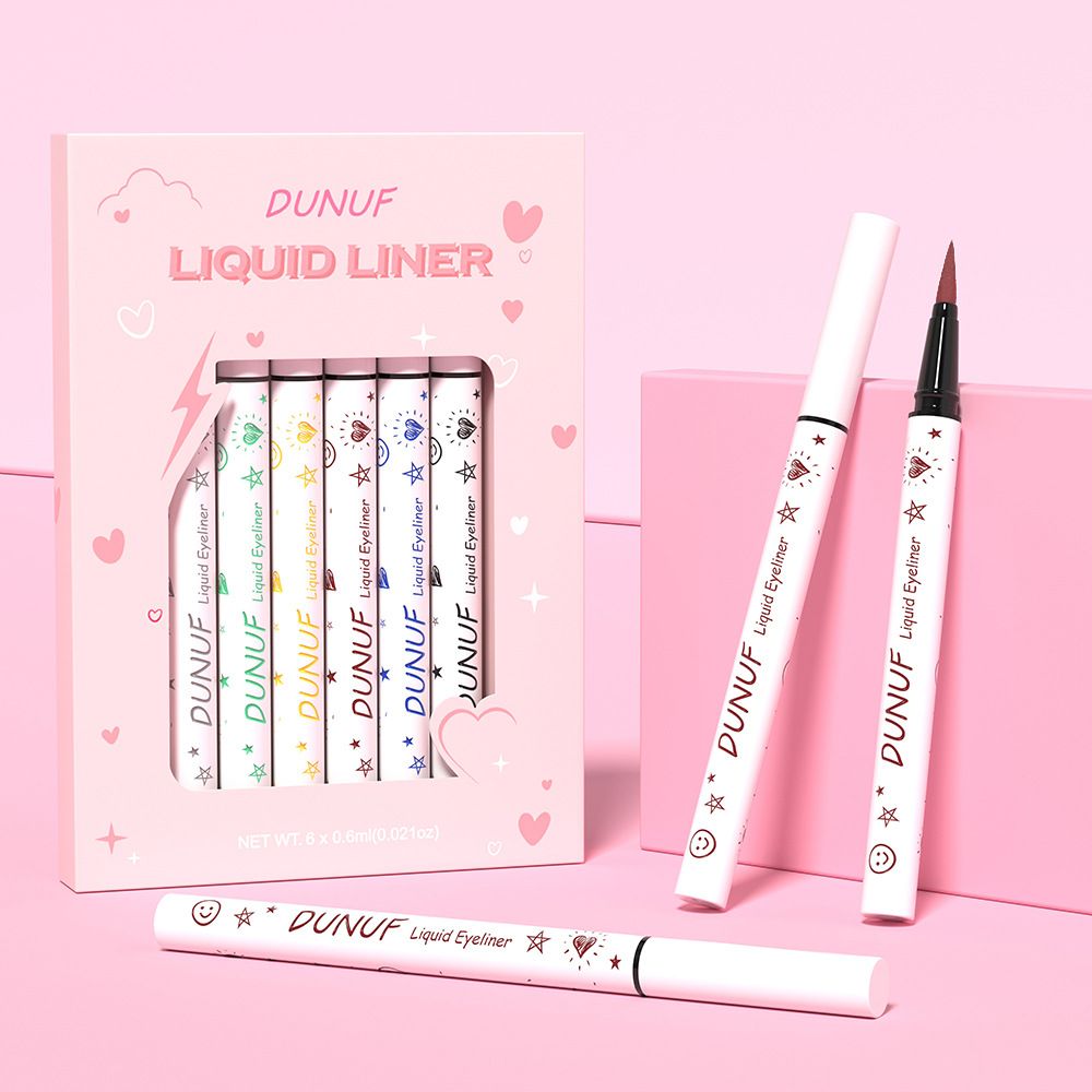 6pcs Long-lasting Waterproof Liquid Eyeliner, Sweat Resistant, No Smudging, Quick Drying, Easy to Apply Makeup