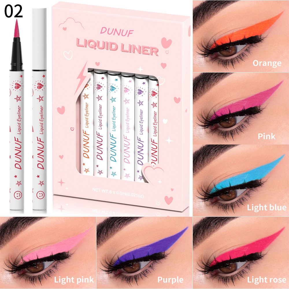 6pcs Long-lasting Waterproof Liquid Eyeliner, Sweat Resistant, No Smudging, Quick Drying, Easy to Apply Makeup
