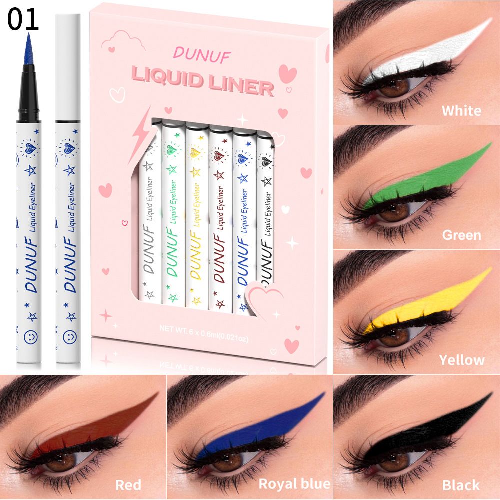 6pcs Long-lasting Waterproof Liquid Eyeliner, Sweat Resistant, No Smudging, Quick Drying, Easy to Apply Makeup