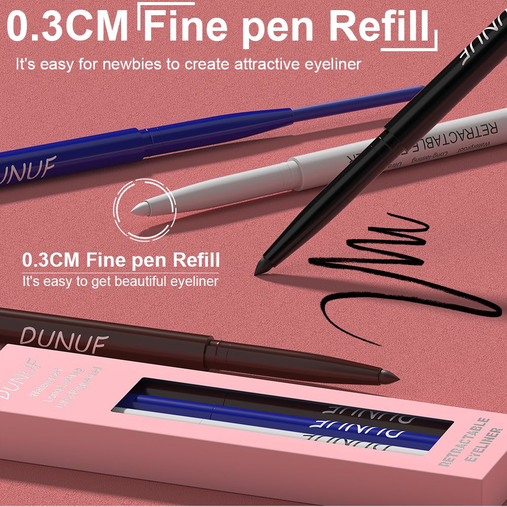 4pcs Waterproof Eyeliner Pencils - Smudge-Proof, Long-Lasting & Beginner-Friendly Eye Makeup  Black White Brown Blue