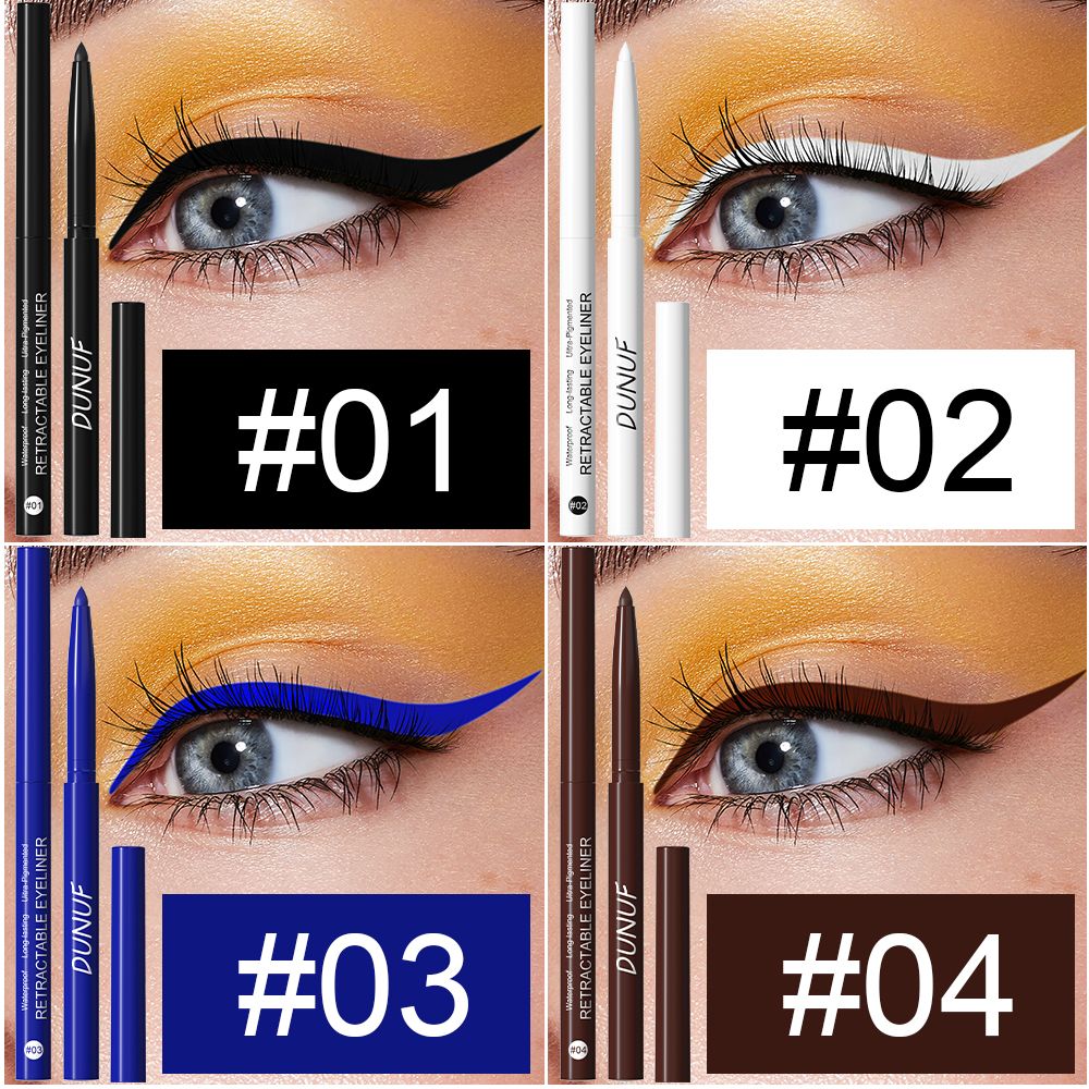 4pcs Waterproof Eyeliner Pencils - Smudge-Proof, Long-Lasting & Beginner-Friendly Eye Makeup  Black White Brown Blue