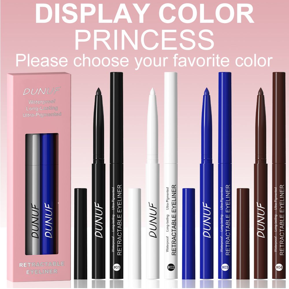4pcs Waterproof Eyeliner Pencils - Smudge-Proof, Long-Lasting & Beginner-Friendly Eye Makeup  Black White Brown Blue
