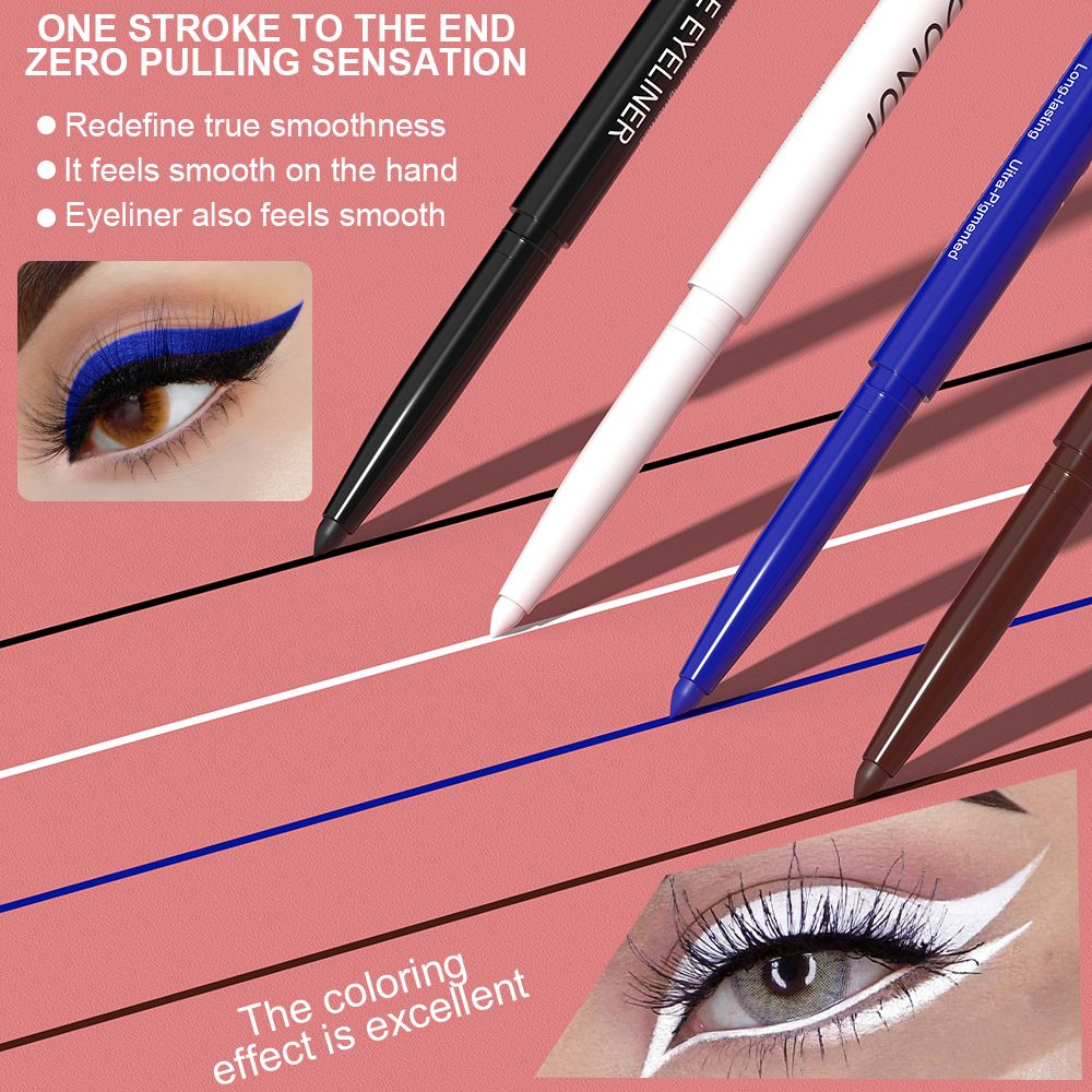 4pcs Waterproof Eyeliner Pencils - Smudge-Proof, Long-Lasting & Beginner-Friendly Eye Makeup  Black White Brown Blue