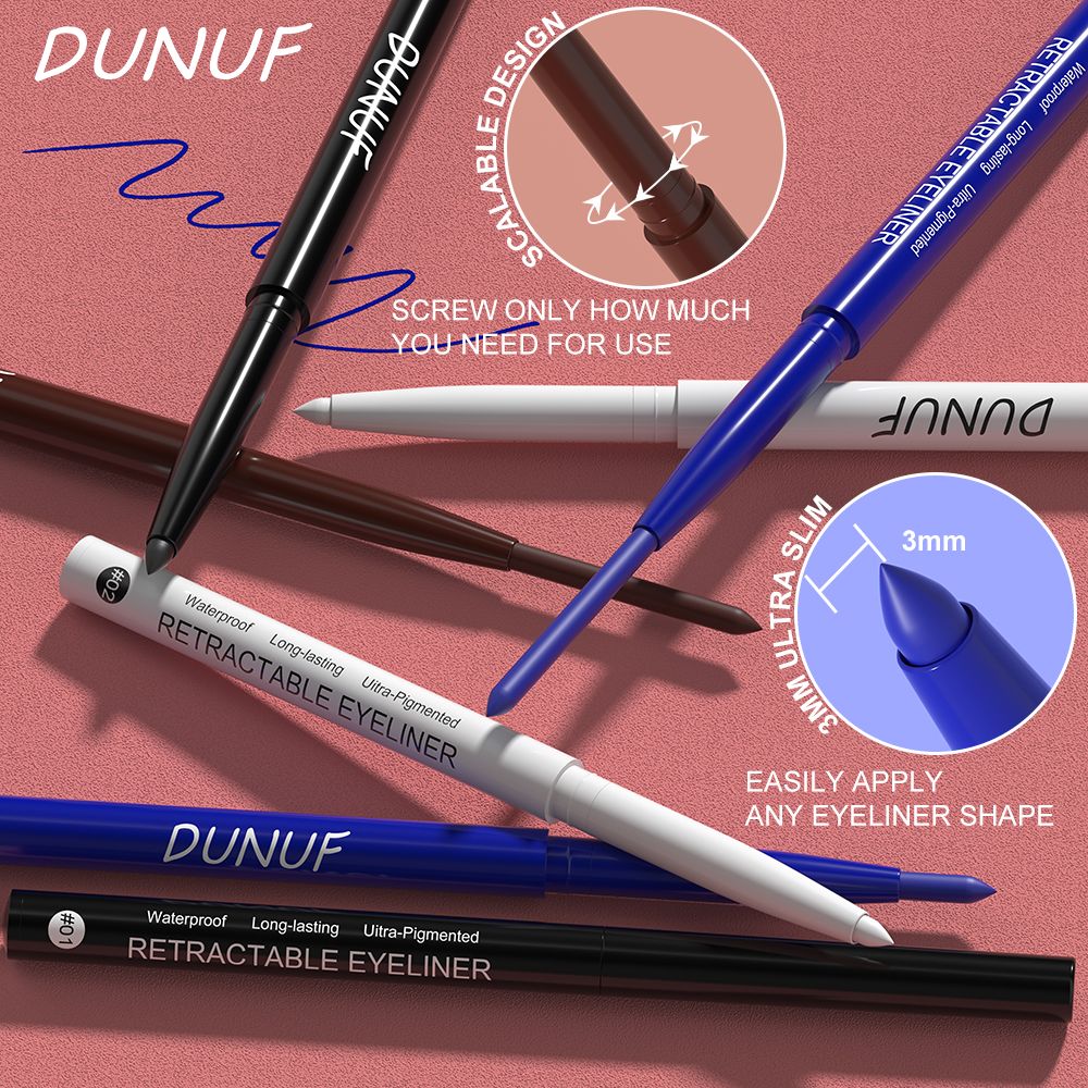 4pcs Waterproof Eyeliner Pencils - Smudge-Proof, Long-Lasting & Beginner-Friendly Eye Makeup  Black White Brown Blue
