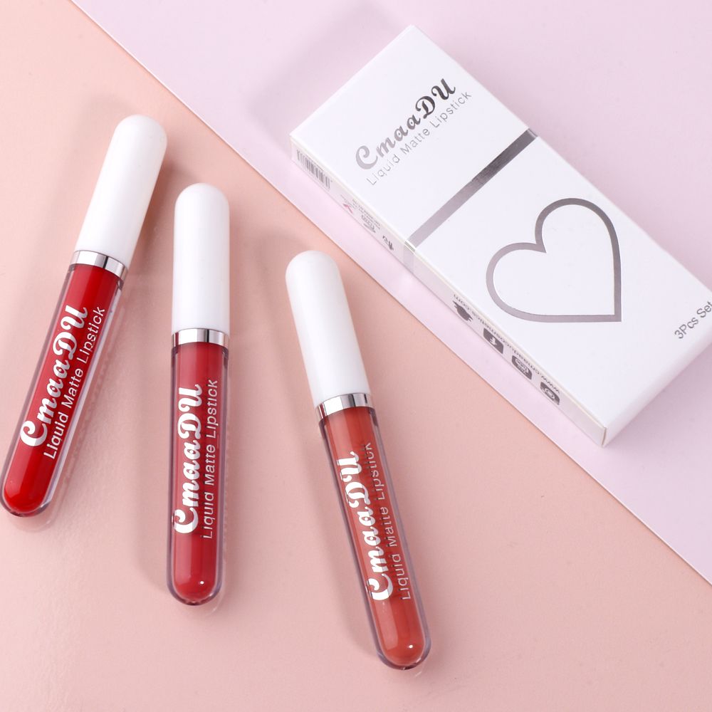 CmaaDu Matte Lip Gloss Set (3 Pieces in a Box), non - stick cup formula, with long - lasting and eye - catching color.
