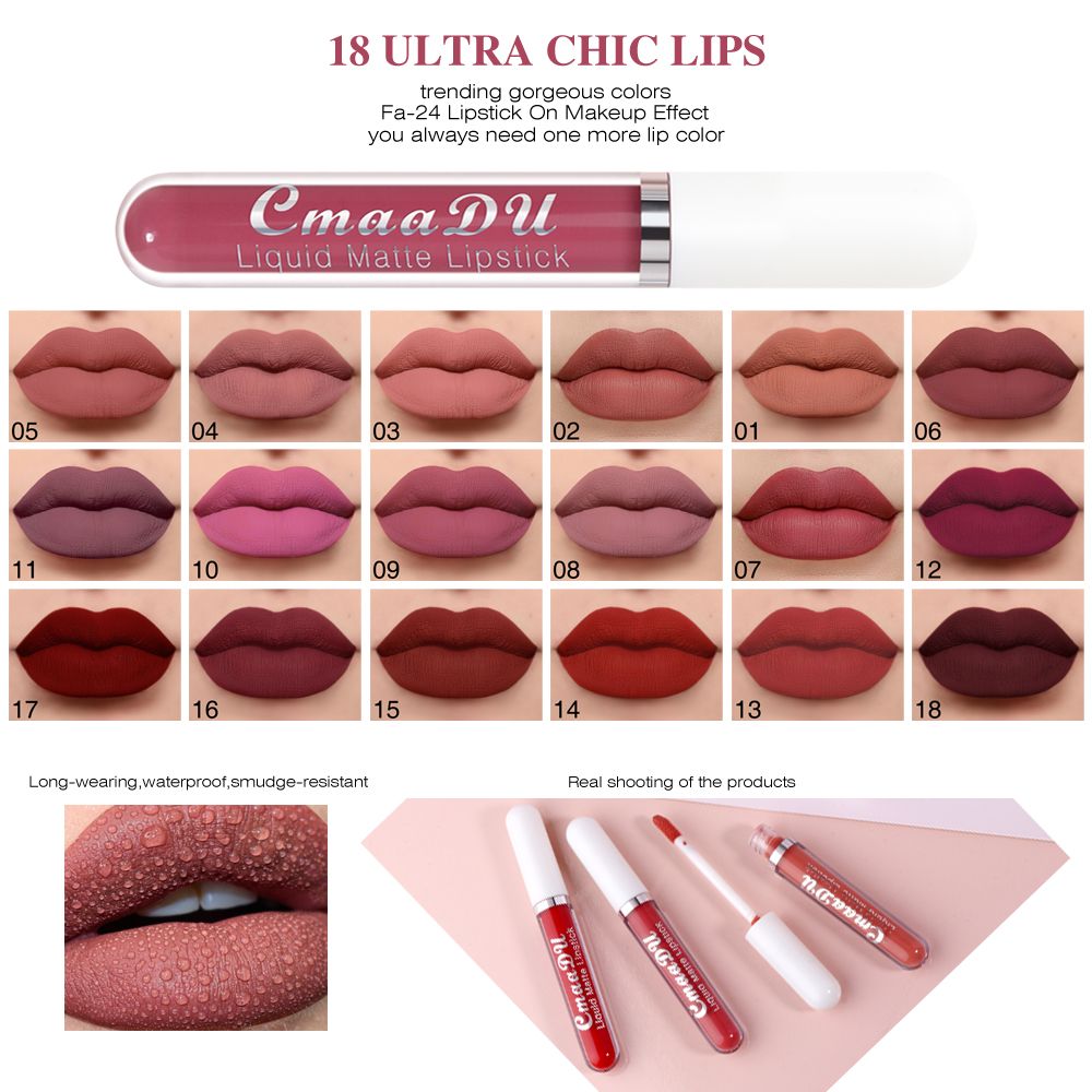 CmaaDu Matte Lip Gloss Set (3 Pieces in a Box), non - stick cup formula, with long - lasting and eye - catching color.