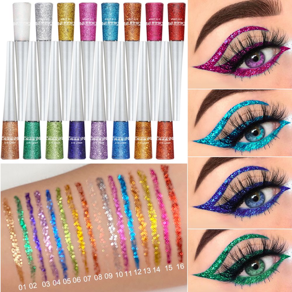 Easy to Use! CmaaDU 16-color Glitter Eyeliner Liquid, with Its Silky Texture, Helps Novices Create Personalized and Creative Eye Makeup