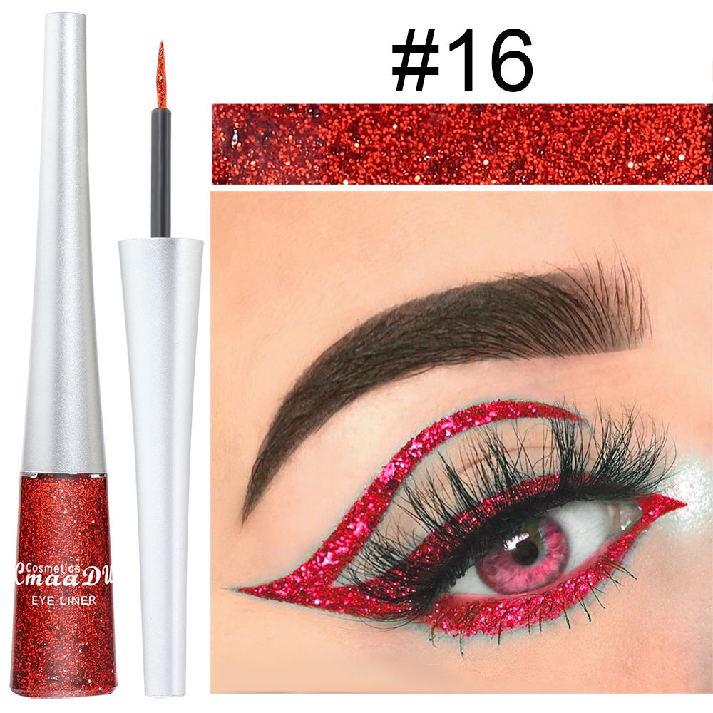 Easy to Use! CmaaDU 16-color Glitter Eyeliner Liquid, with Its Silky Texture, Helps Novices Create Personalized and Creative Eye Makeup