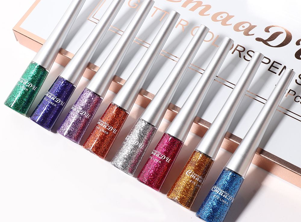 A Must - Have for Beauty! CmaaDu 16 - Color Glitter Eyeliner Set, Deducing a Colorful Eye Makeup