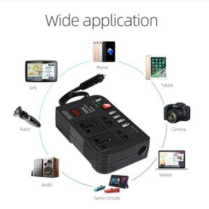 300W Car Power Inverter Dc to Ac 12V to 220V with 4 Ac ports and 4 USB outlets plus cigarette lighter