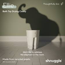 Shnuggle Ellie Bath Toy Storage Scoop | Baby & Toddler Bath Toy Drying Caddy with Drip Tray - Taupe