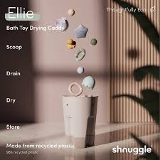 Shnuggle Ellie Bath Toy Storage Scoop | Baby & Toddler Bath Toy Drying Caddy with Drip Tray - Taupe