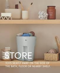 Shnuggle Ellie Bath Toy Storage Scoop | Baby & Toddler Bath Toy Drying Caddy with Drip Tray - Taupe