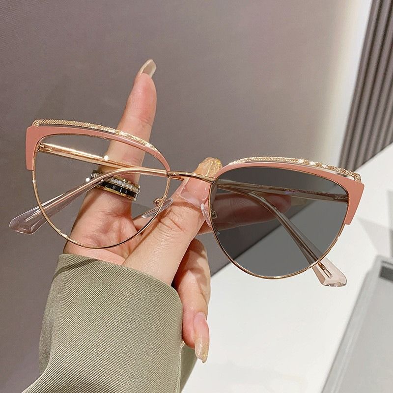 Metal Frame Fashion Women's Blue Anti-Light Cat Eye Computer ins Optical Glasses high quality women custom 1PC