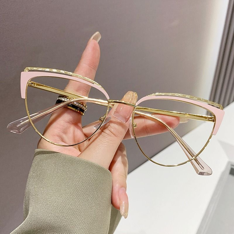 Metal Frame Fashion Women's Blue Anti-Light Cat Eye Computer ins Optical Glasses high quality women custom 1PC