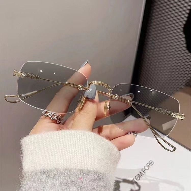 photochromic lenses anti blue light rose gold oversized metal blue photo gray for men women girls 2025 transition glasses 1pc