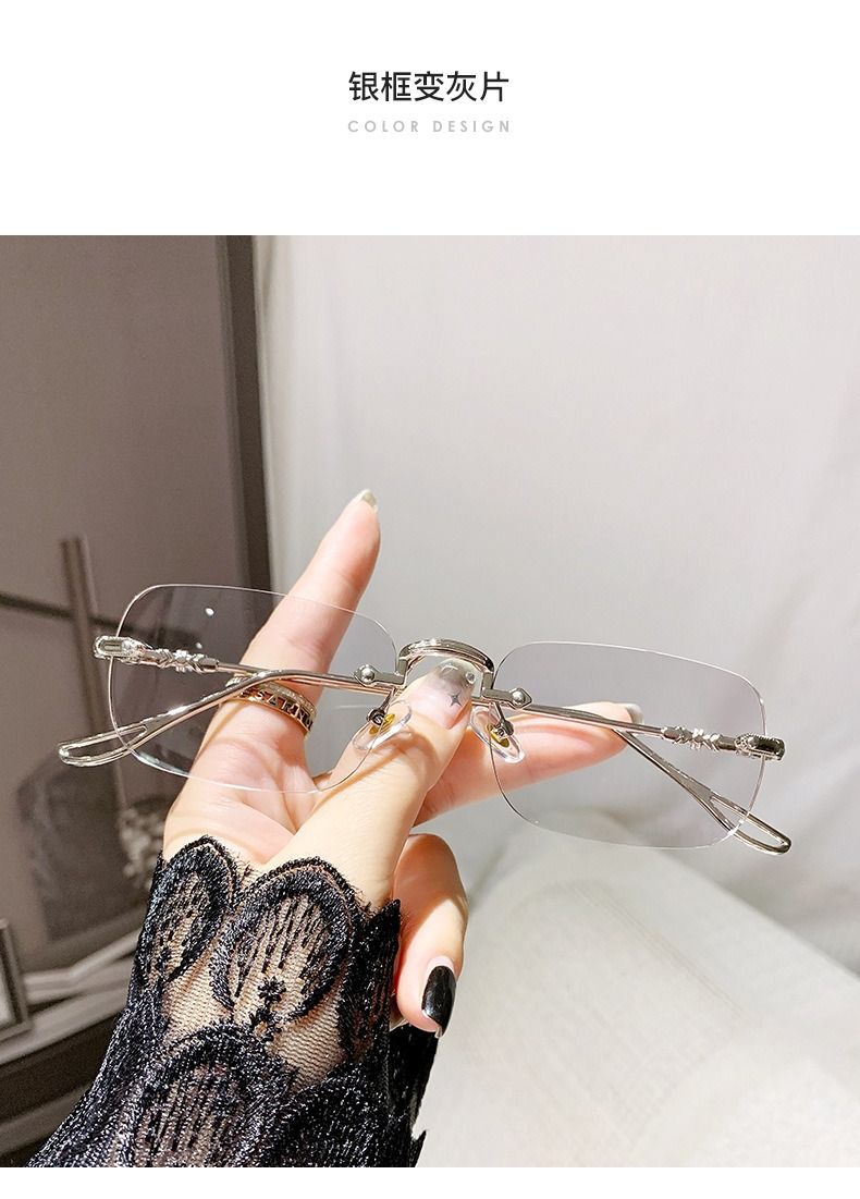 photochromic lenses anti blue light rose gold oversized metal blue photo gray for men women girls 2025 transition glasses 1pc