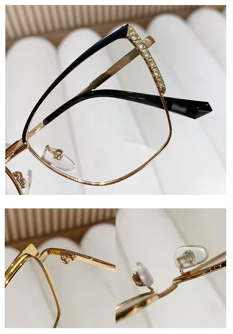 Women'S Fashionable Cat-Eye Flat Glasses, Trendy Ultra-Light Glasses Frames, Retro Color-Changing Anti-Blue Light Glasses, Metal 1PC