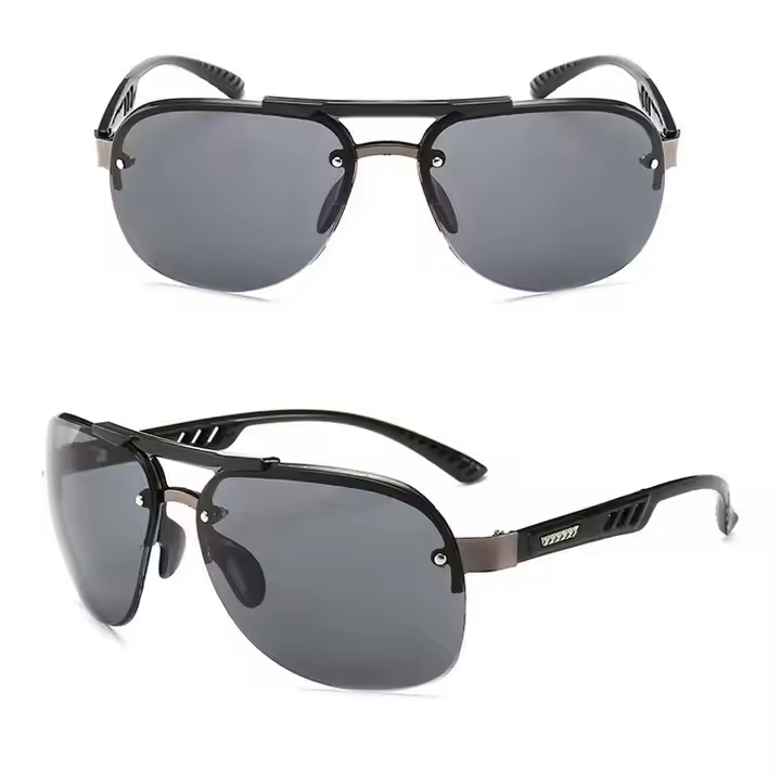 Newest Eyeglasses Frames Large Double Bridge Mens Metal Sports Cycling Sunglasses Hot Sale Wholesale Price Half Frame Sunglasses 1pc