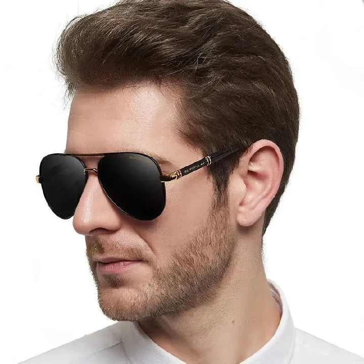 2025 Luxury Sports Custom Logo Classic Sunglasses Black Uv400 Mirror Eyewear Male Polarized Men Driving Sun Glasses 1PC