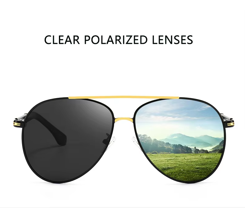 2025 Luxury Sports Custom Logo Classic Sunglasses Black Uv400 Mirror Eyewear Male Polarized Men Driving Sun Glasses 1PC