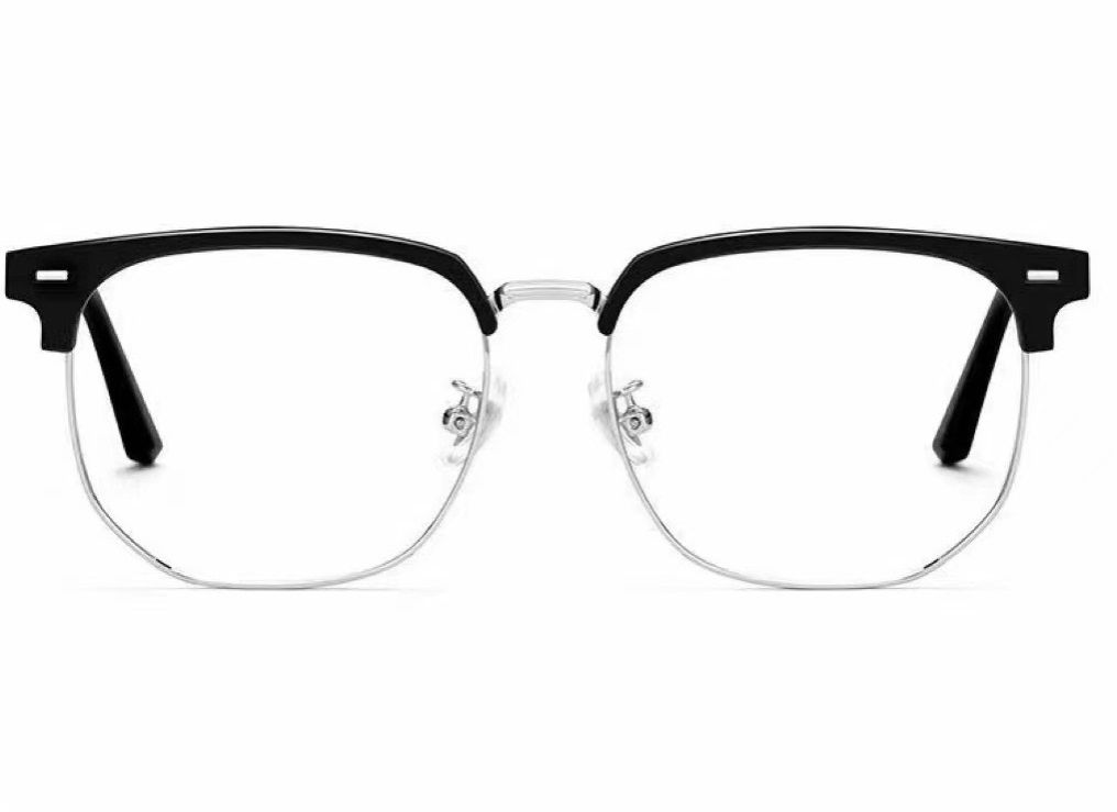 Rice Nail Metal Half Frame Men's and Women's Square Frame Glasses Frames Anti Blue Light Reading Myopia Optical Eyeglasses 1pc