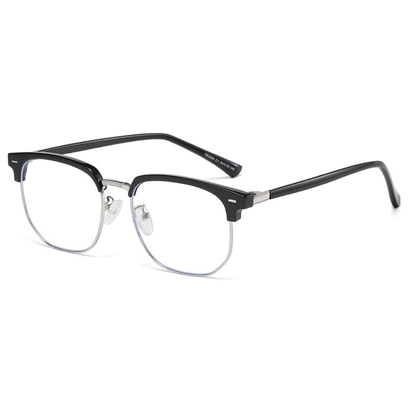 Rice Nail Metal Half Frame Men's and Women's Square Frame Glasses Frames Anti Blue Light Reading Myopia Optical Eyeglasses 1pc