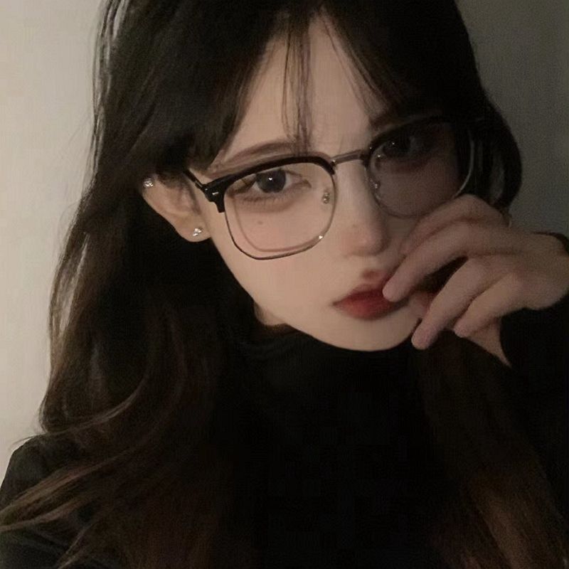 Rice Nail Metal Half Frame Men's and Women's Square Frame Glasses Frames Anti Blue Light Reading Myopia Optical Eyeglasses 1pc