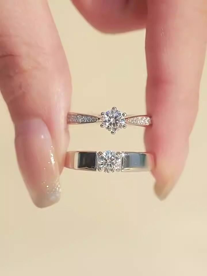 MECYLIFE Fashion Jewelry Rings for Women Engagement Wedding Rings Couple Set Big Diamond Ring 1PC
