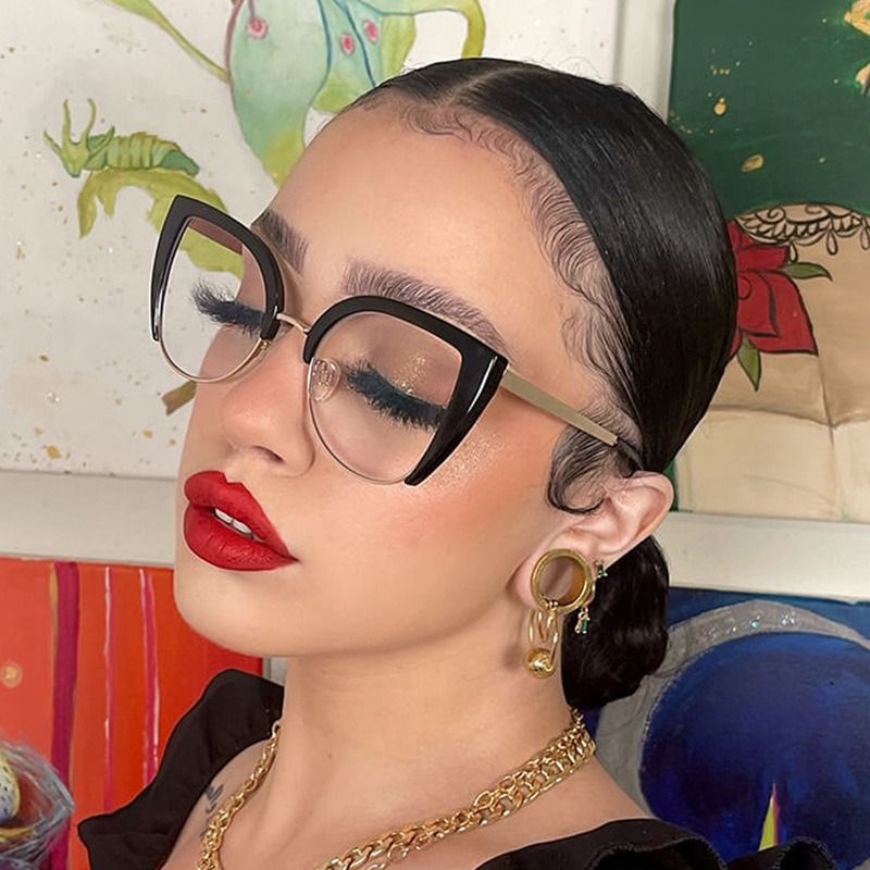 Fashion Gold Metal Optical Eyeglasses Frames For Women Designer Luxury Ladies Retro Eyewear Computer Glasses Anti Blue Light New 1PC