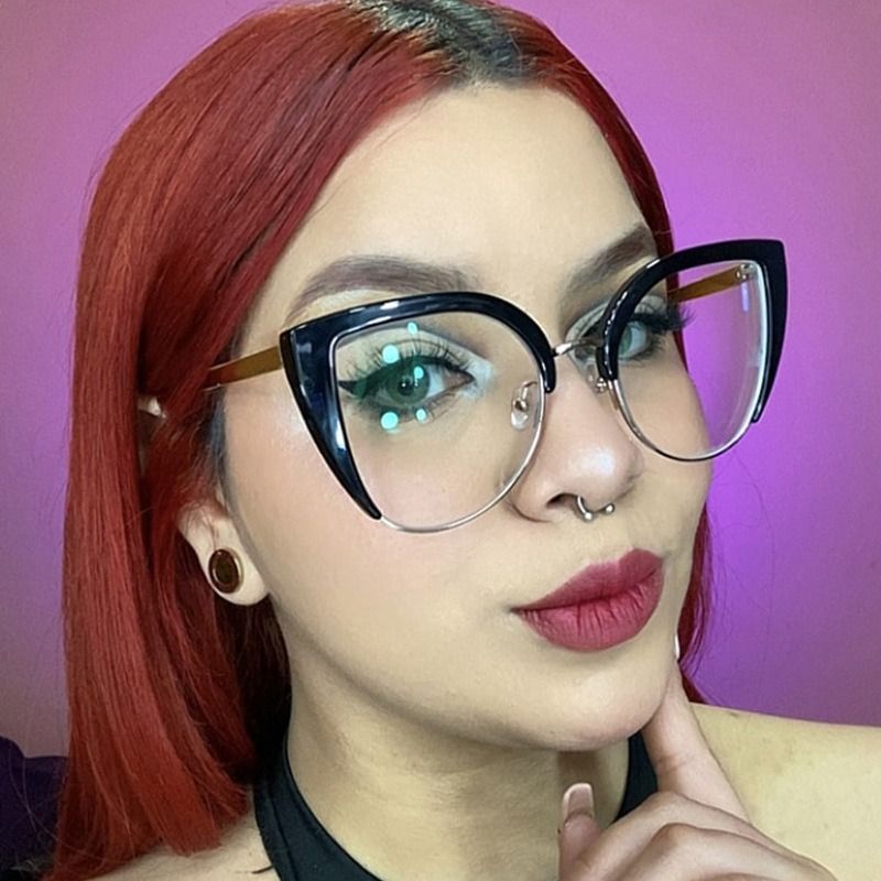 Fashion Gold Metal Optical Eyeglasses Frames For Women Designer Luxury Ladies Retro Eyewear Computer Glasses Anti Blue Light New 1PC