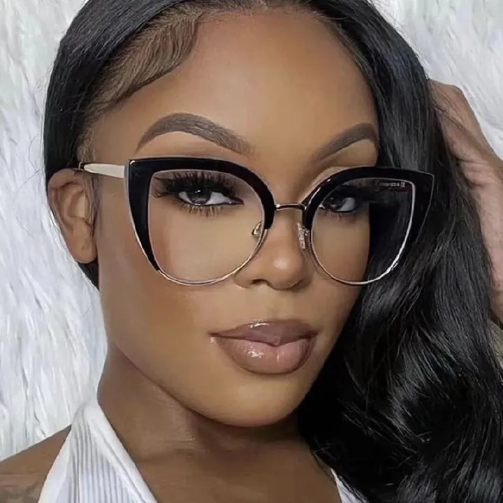 Fashion Gold Metal Optical Eyeglasses Frames For Women Designer Luxury Ladies Retro Eyewear Computer Glasses Anti Blue Light New 1PC