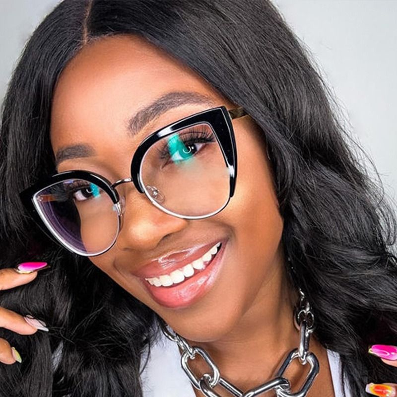 Fashion Gold Metal Optical Eyeglasses Frames For Women Designer Luxury Ladies Retro Eyewear Computer Glasses Anti Blue Light New 1PC